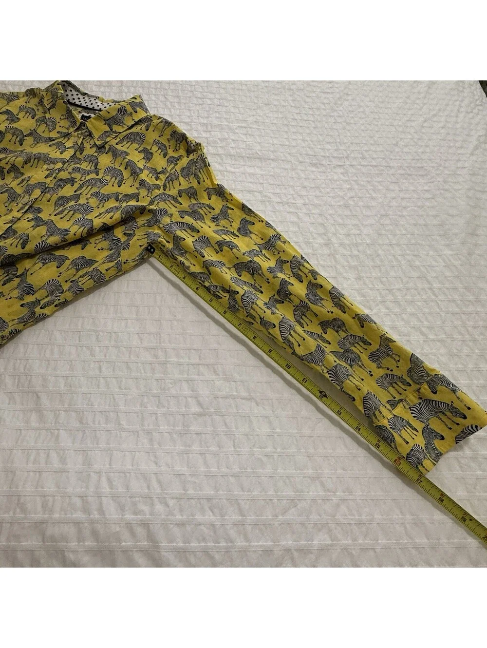 Talbots Yellow Zebra Animal Print Button Up Shirt Long Sleeve Sz L Large
